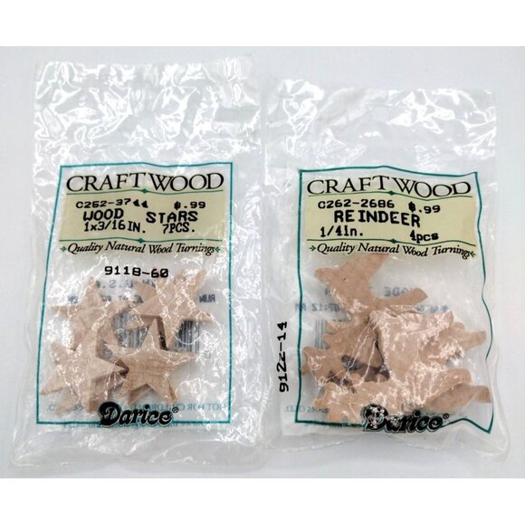 Darice Craftwood Walnut Hollow Hearts Stars Snowmen Reindeer Craft Supply Lot - Picture 4 of 5